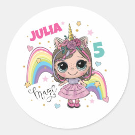 Adesivo Redondo Cute Doll Girl Sticker