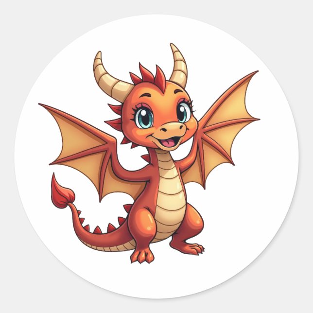 Adesivo Redondo Cute Dragon Sticker for Every Occasion (Frente)
