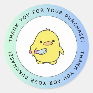 Adesivo Redondo Cute Duck Thank You Sticker
