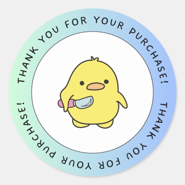 Adesivo Redondo Cute Duck Thank You Sticker (Frente)
