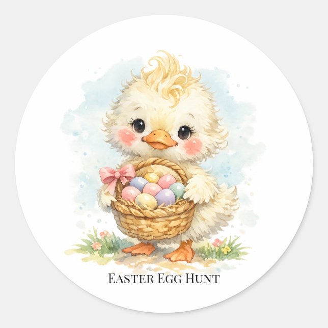 Adesivo Redondo Cute Duckling Easter Egg Party (Frente)