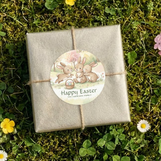 Adesivo Redondo Cute Easter Bunny Egg Hunt & Picnic Sticker