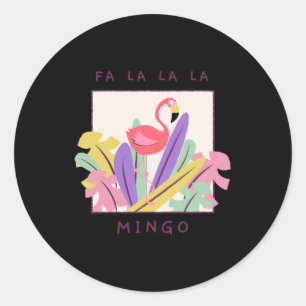Adesivo Redondo Cute Fa La Mingo Christmas Falala Snow Flamingo
