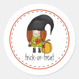 Adesivo Redondo Cute Fall Gnome Girl Sticker