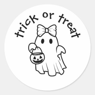 Adesivo Redondo Cute Fantasma Feminino Trapaça ou Gosto de Hallowe