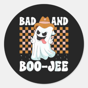Adesivo Redondo Cute Fantasma Luxuoso Ruim E Boo-Jee Halloween
