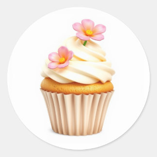 Adesivo Redondo Cute Flower Cupcake Stickers