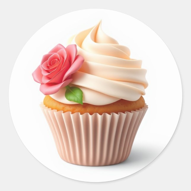 Adesivo Redondo Cute Flower Cupcake Stickers (Frente)
