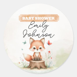 Adesivo Redondo Cute fox baby shower