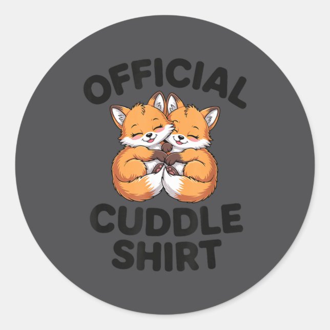 Adesivo Redondo Cute Fox Snuggle Couple This Is My Cuddle  (Frente)