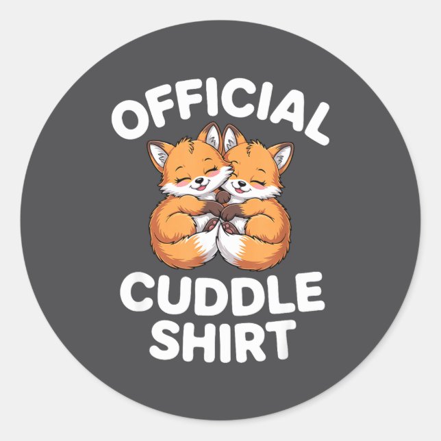 Adesivo Redondo Cute Fox Snuggle Couple This Is My Cuddle  (Frente)