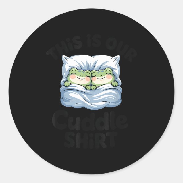 Adesivo Redondo Cute Frog Couple This Is Our Cuddle  (Frente)