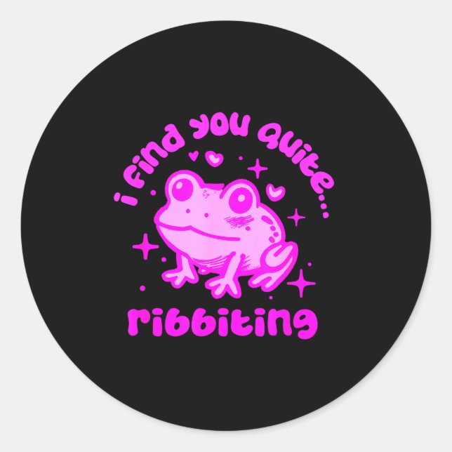 Adesivo Redondo Cute Frog Pun Ribbiting Frog Lovers Quote Design  (Frente)