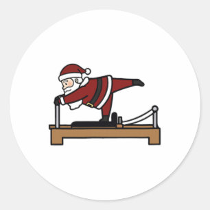 Adesivo Redondo Cute Funny Feliz Natal Pilates Papai Noel Perf