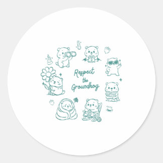 Adesivo Redondo Cute Funny Groundhog Squad Day Teacher Mom Kids Me