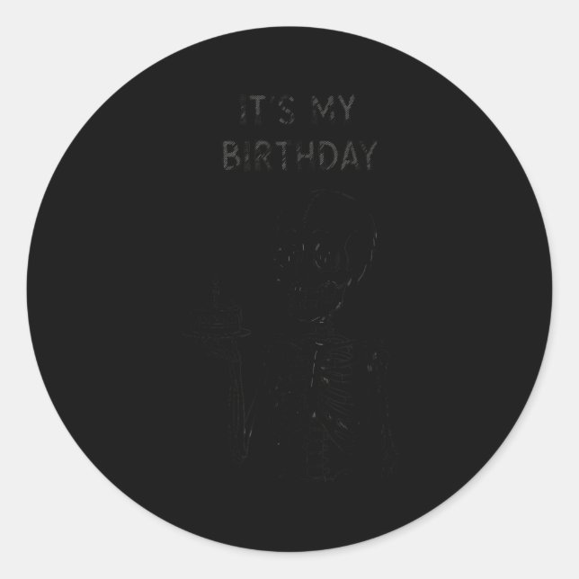 Adesivo Redondo Cute Funny Kawaii Skeleton Birthday Skull Happy Wo (Frente)
