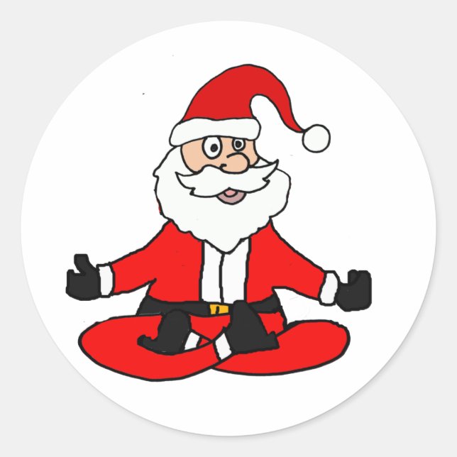 Adesivo Redondo Cute Funny Santa Claus doing Yoga Christmas (Frente)