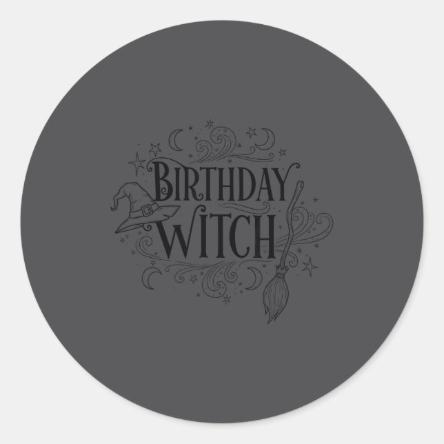 Adesivo Redondo Cute Funny Witch Witchy Birthday Witches Happy Wom (Frente)