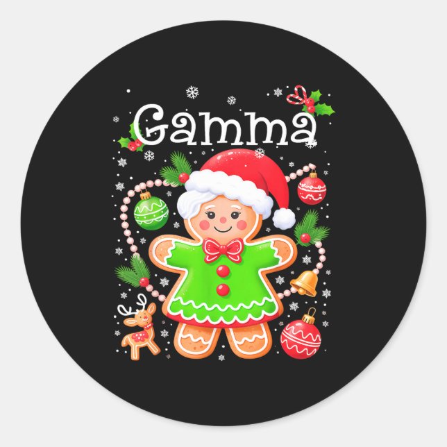 Adesivo Redondo Cute Gamma Gingerbread Family Matching Christmas C (Frente)