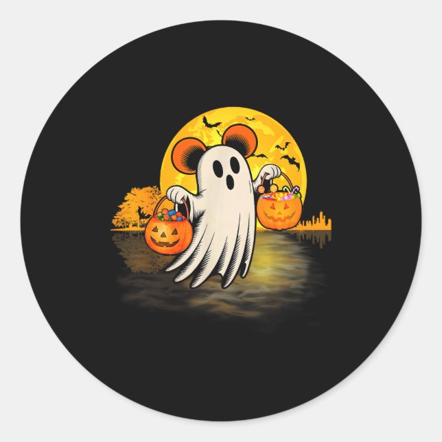 Adesivo Redondo Cute Ghost Guitar Halloween Pumpkins Candy Soky Se (Frente)
