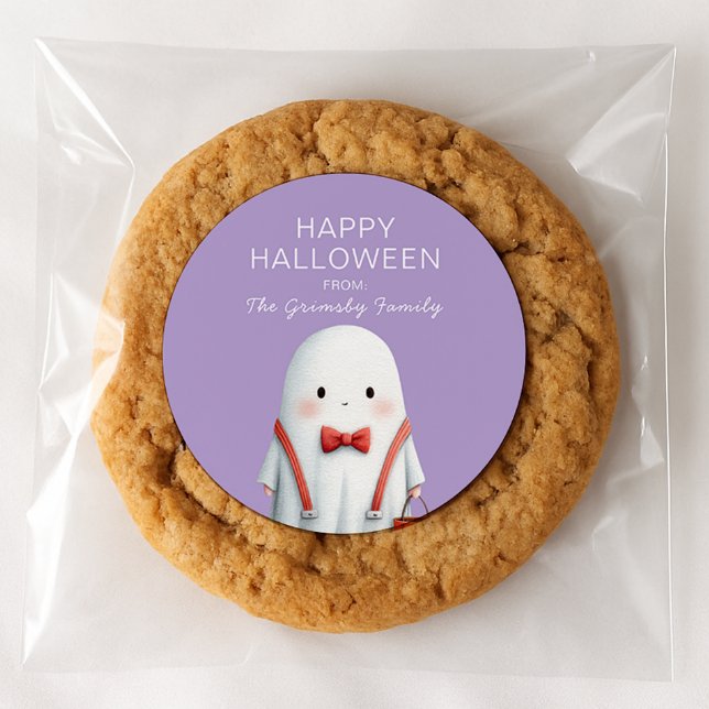 Adesivo Redondo Cute Ghost Halloween Favor (Criador carregado)