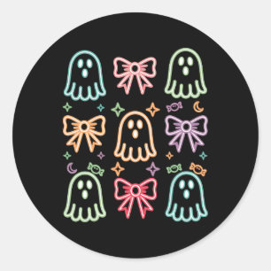 Adesivo Redondo Cute Ghost Spooky, Engraçado, Luz no Halloween N