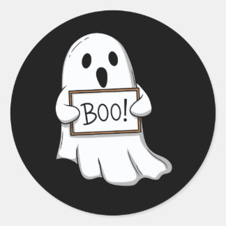 Adesivo Redondo Cute Ghostly BOO Fun