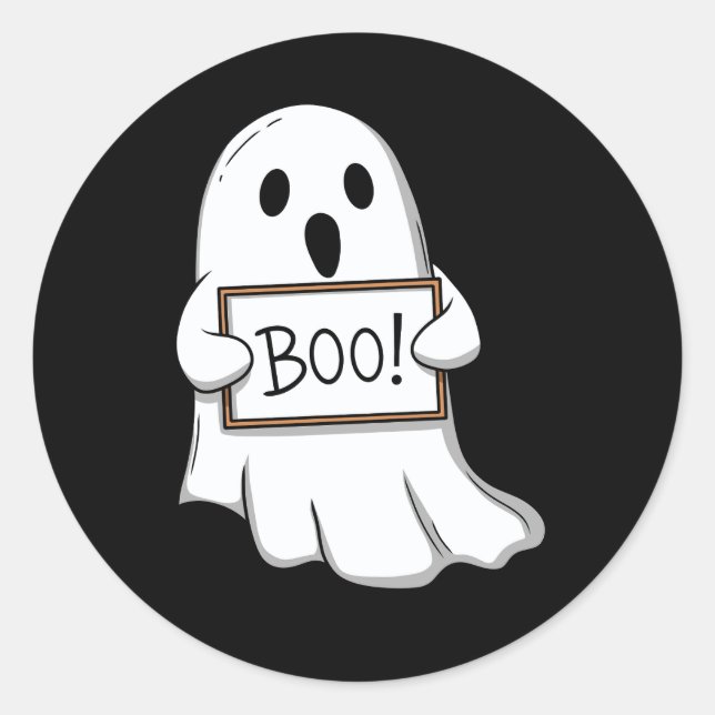 Adesivo Redondo Cute Ghostly BOO Fun (Frente)