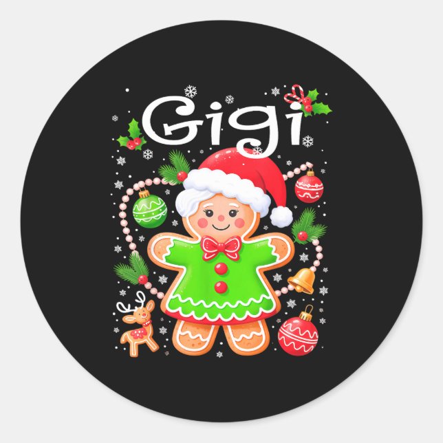 Adesivo Redondo Cute Gigi Gingerbread Family Matching Christmas Co (Frente)