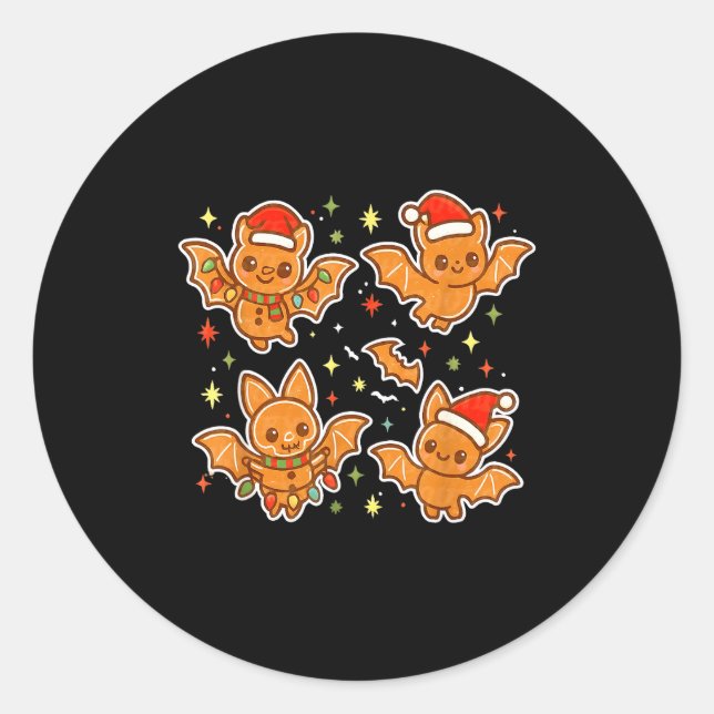 Adesivo Redondo Cute Gingerbread Bats Soky Christmas Cookie Graphi (Frente)