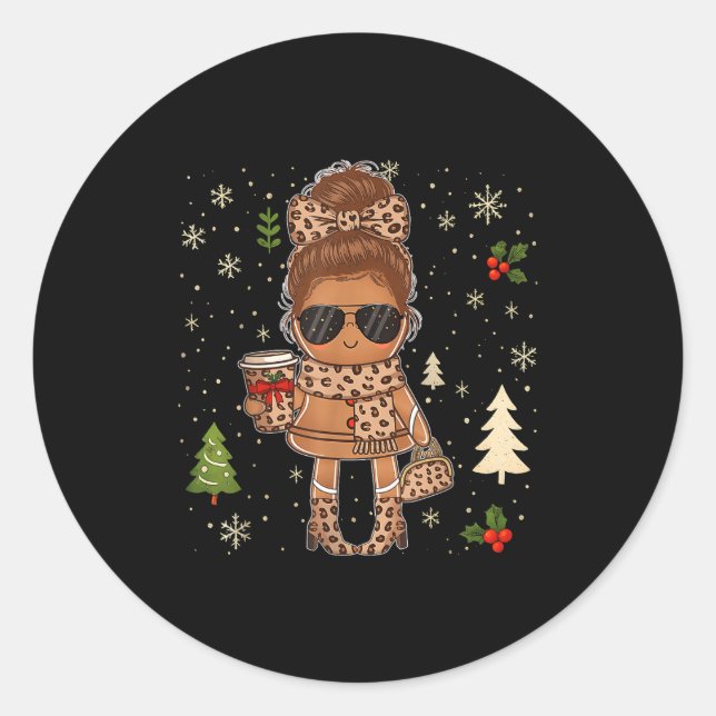Adesivo Redondo Cute Gingerbread Christmas Snow Xmas For Men Women (Frente)