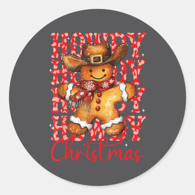 Adesivo Redondo Cute Gingerbread Cowboy Howdy Christmas Girls Wome (Frente)