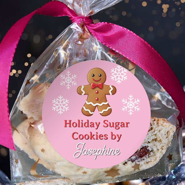 Adesivo Redondo Cute Gingerbread Man Sweets Cookies Gift Labels (Criador carregado)