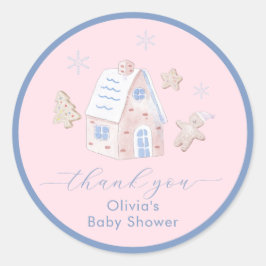 Adesivo Redondo Cute Girl Gingerbread Village Baby Shower 