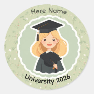 Adesivo Redondo Cute Girle  Graduation Sticker