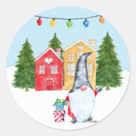 Adesivo Redondo Cute Gnome Christmas