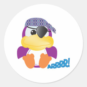 Adesivo Redondo Cute Goofkins pato pirata roxo