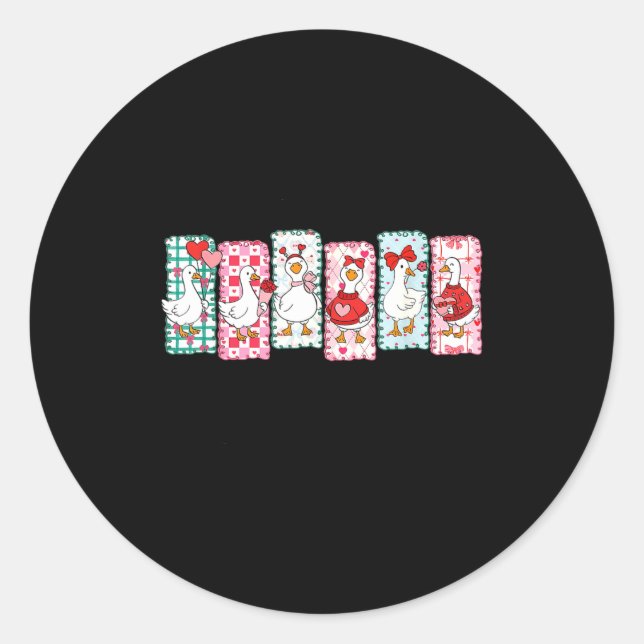 Adesivo Redondo Cute Goose Valentine Coquette,duck Funny Gift Tee  (Frente)