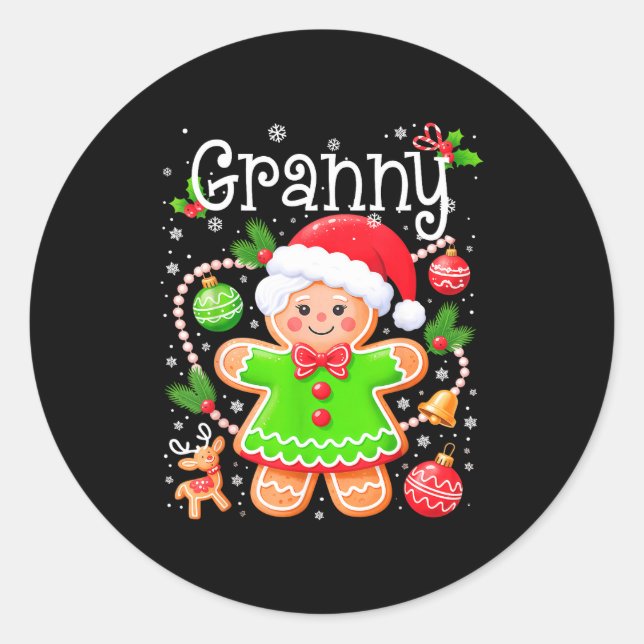Adesivo Redondo Cute Granny Gingerbread Family Matching Christmas  (Frente)