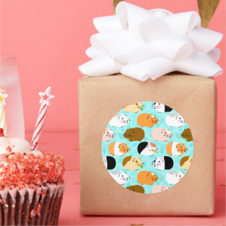 Adesivo Redondo Cute Guinea Pig Pattern