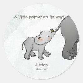 Adesivo Redondo  Cute Hand Drawn Elephant Little Peanut on its way