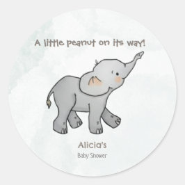 Adesivo Redondo  Cute Hand Drawn Elephant Little Peanut on its way