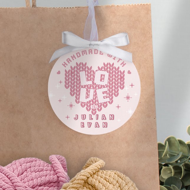 Adesivo Redondo Cute Handmade With Love Crochet Yarn Blush Pink (Cute Handmade With Love Crochet Yarn Blush Pink Classic Round Sticker)