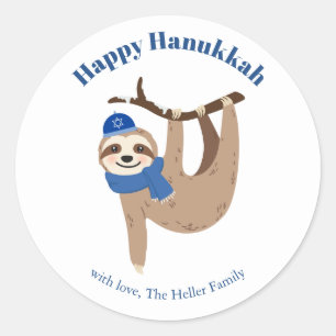 Adesivo Redondo Cute Hanukkah Sloth