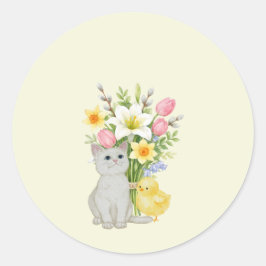 Adesivo Redondo Cute Happy Easter Pastel