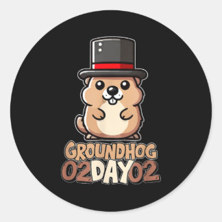 Adesivo Redondo Cute Happy Groundhog Day February 2nd Phils Holida