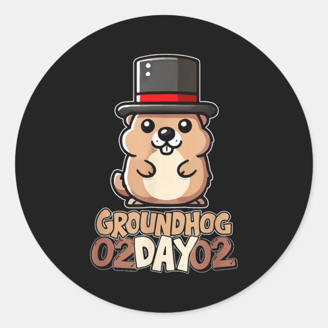 Adesivo Redondo Cute Happy Groundhog Day February 2nd Phils Holida (Frente)
