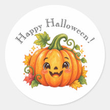 Cute Happy Halloween Pumpkin Sticker | Whimsical