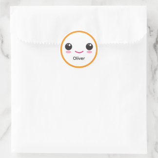 Adesivo Redondo Cute Happy Kawaii Smile Custom Sticker Orange