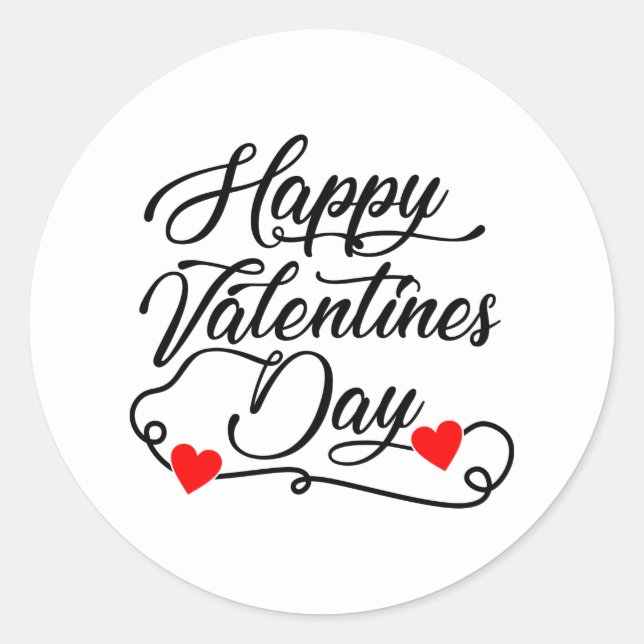 Adesivo Redondo Cute Happy Valentine's Day word art  (Frente)